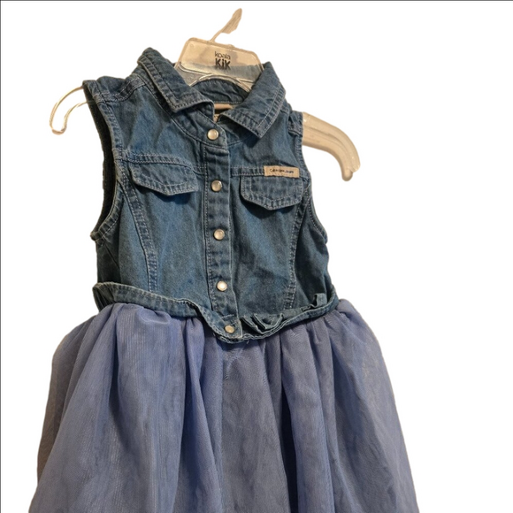 GIRLS 4T CALVIN KLEIN SLEEVELESS JEAN DRESS - Picture 1 of 3